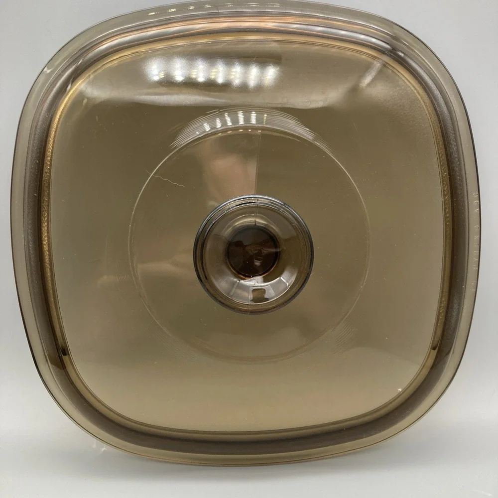 Pyrex Corning Ware AMBER A-9-C Square Glass 2 & 3 Quart Casserole Lid ONLY